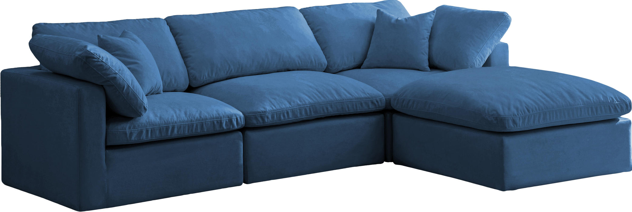 Plush Navy Velvet Standard Cloud Modular Sectional - Furniture Stars (Chicago, IL)