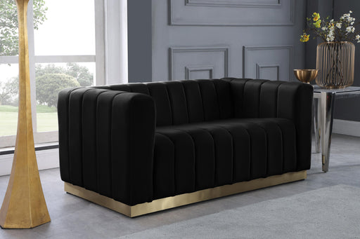 Marlon Black Velvet Loveseat - Furniture Stars (Chicago, IL)