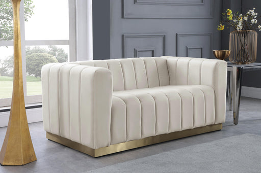 Marlon Cream Velvet Loveseat - Furniture Stars (Chicago, IL)