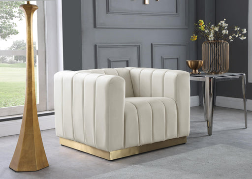Marlon Cream Velvet Chair - Furniture Stars (Chicago, IL)