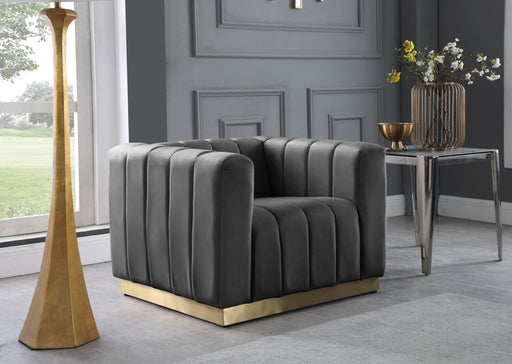 Marlon Grey Velvet Chair - Furniture Stars (Chicago, IL)