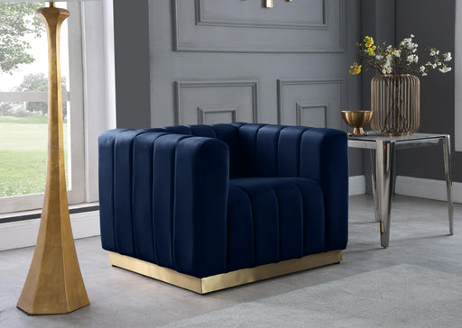 Marlon Navy Velvet Chair - Furniture Stars (Chicago, IL)