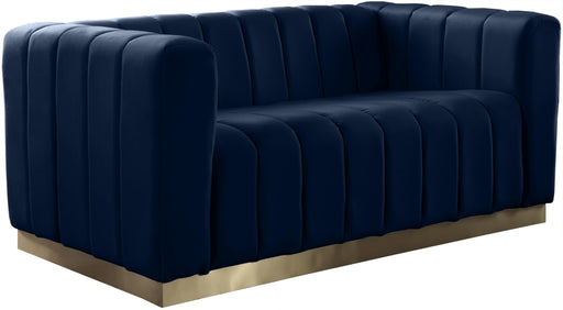Marlon Navy Velvet Loveseat - Furniture Stars (Chicago, IL)