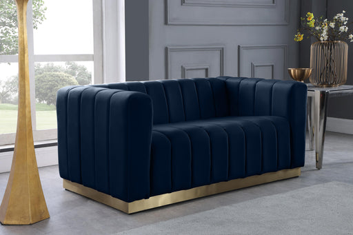Marlon Navy Velvet Loveseat - Furniture Stars (Chicago, IL)