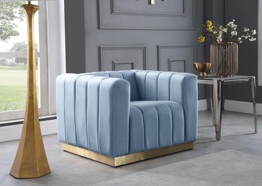 Marlon Sky Blue Velvet Chair - Furniture Stars (Chicago, IL)