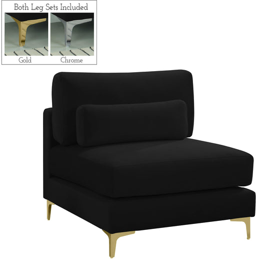 Julia Black Velvet Modular Armless Chair - Furniture Stars (Chicago, IL)