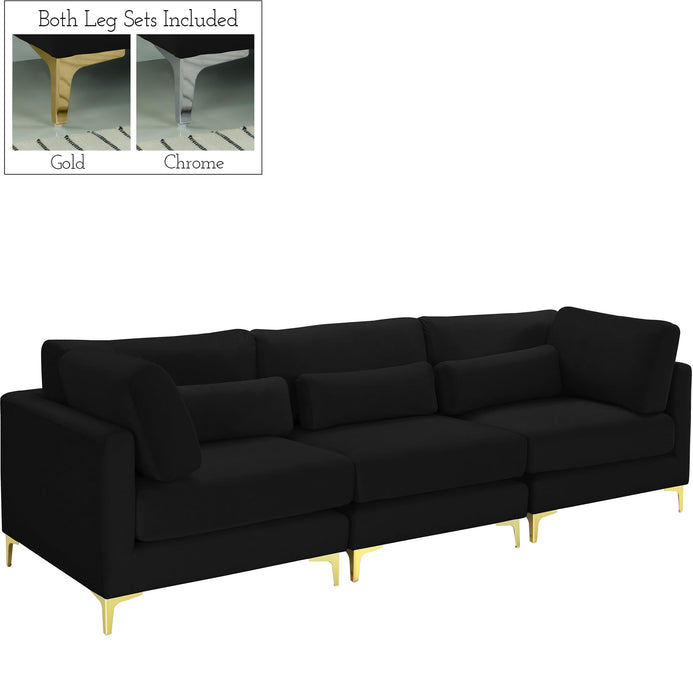 Julia Black Velvet Modular Sofa (3 Boxes) - Furniture Stars (Chicago, IL)