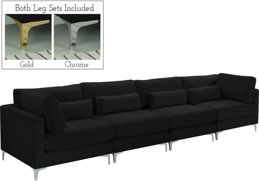 Julia Black Velvet Modular Sofa (4 Boxes) - Furniture Stars (Chicago, IL)