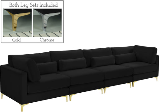 Julia Black Velvet Modular Sofa (4 Boxes) - Furniture Stars (Chicago, IL)
