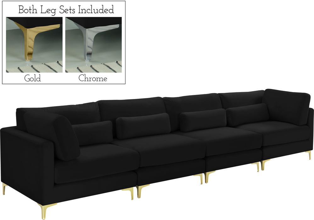 Julia Black Velvet Modular Sofa (4 Boxes) - Furniture Stars (Chicago, IL)
