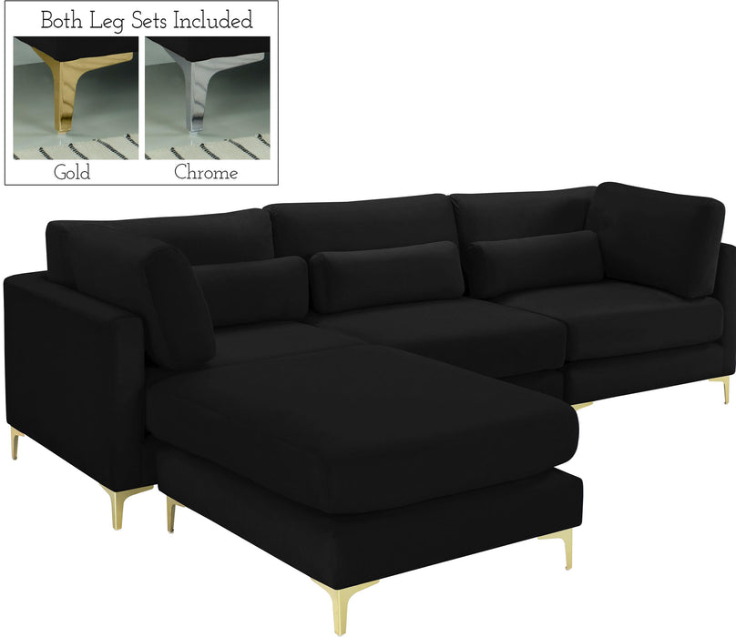 Julia Black Velvet Modular Sectional (4 Boxes) - Furniture Stars (Chicago, IL)