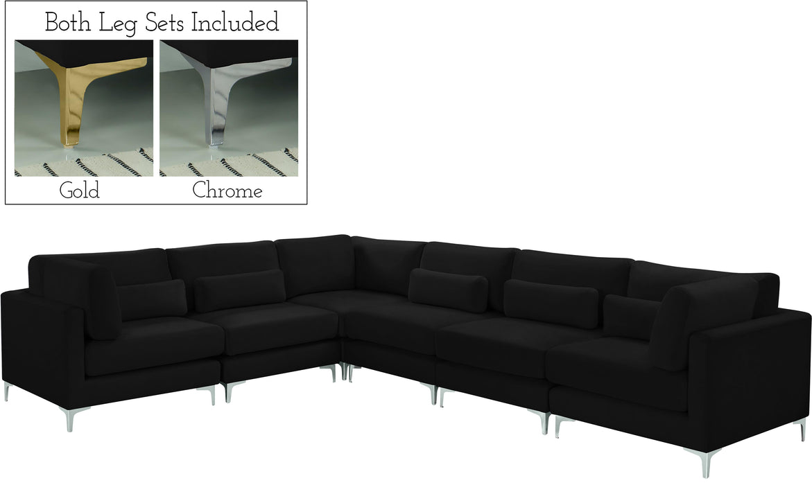 Julia Black Velvet Modular Sectional (6 Boxes) - Furniture Stars (Chicago, IL)