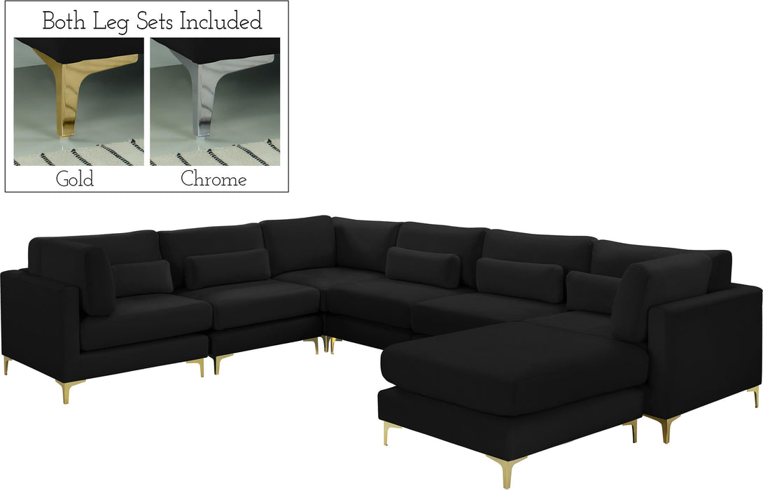 Julia Black Velvet Modular Sectional (7 Boxes) - Furniture Stars (Chicago, IL)