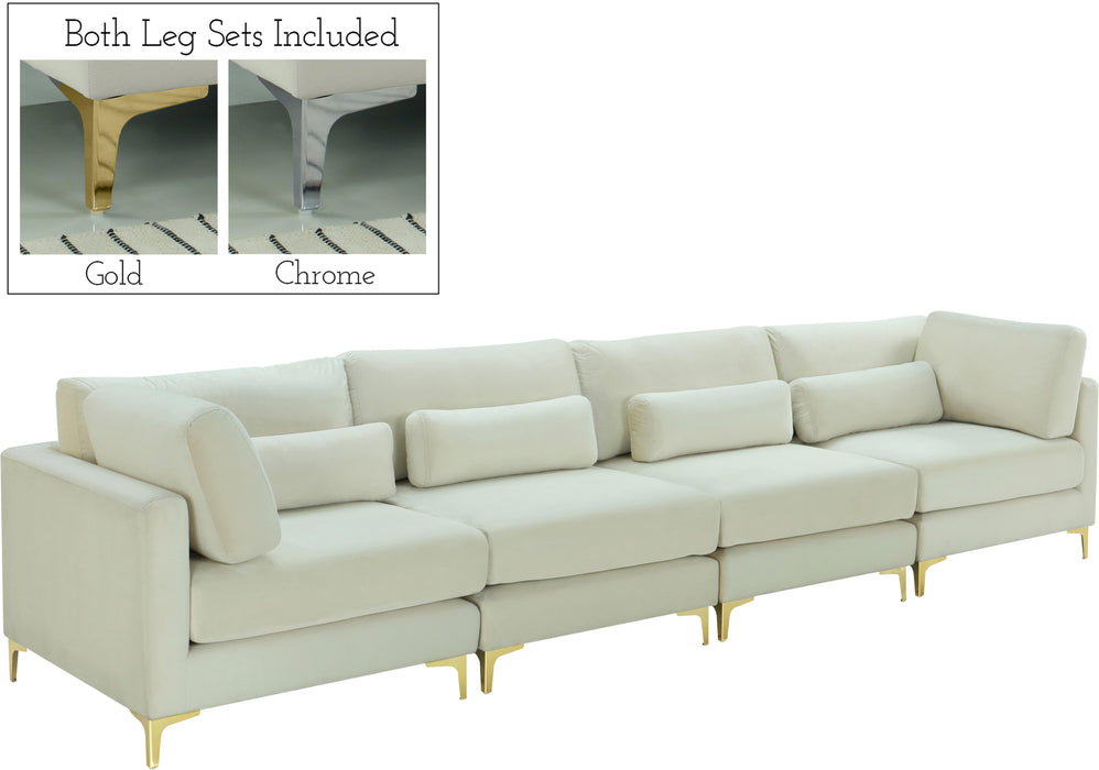 Julia Cream Velvet Modular Sofa (4 Boxes) - Furniture Stars (Chicago, IL)
