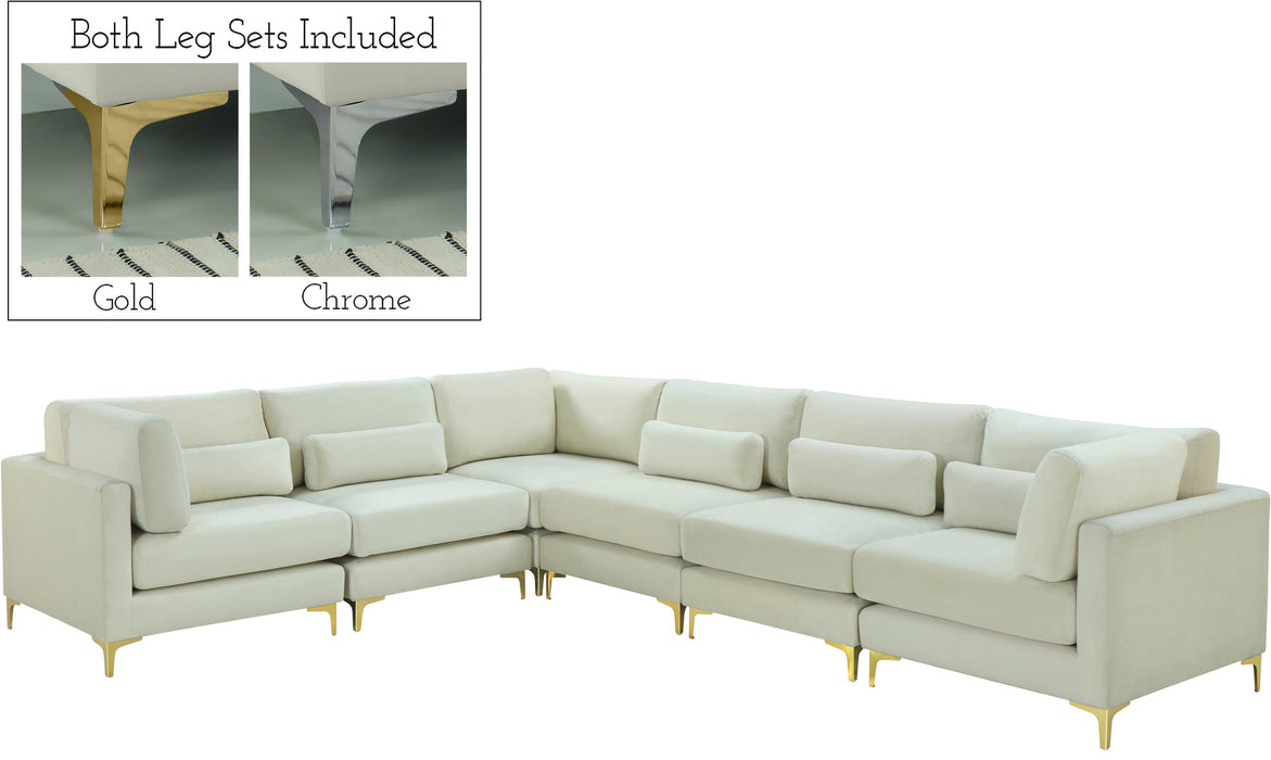 Julia Cream Velvet Modular Sectional (6 Boxes) - Furniture Stars (Chicago, IL)