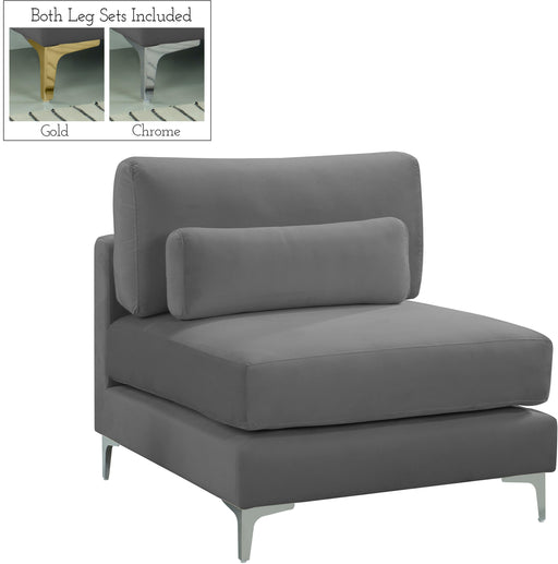 Julia Grey Velvet Modular Armless Chair - Furniture Stars (Chicago, IL)