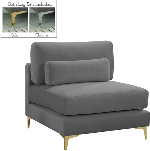 Julia Grey Velvet Modular Armless Chair - Furniture Stars (Chicago, IL)