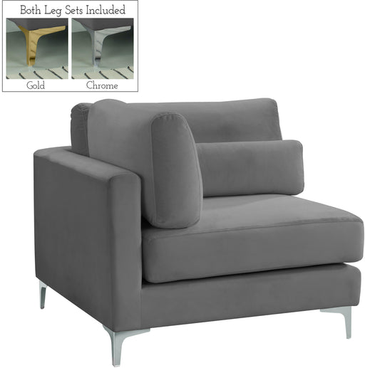 Julia Grey Velvet Modular Corner Chair - Furniture Stars (Chicago, IL)