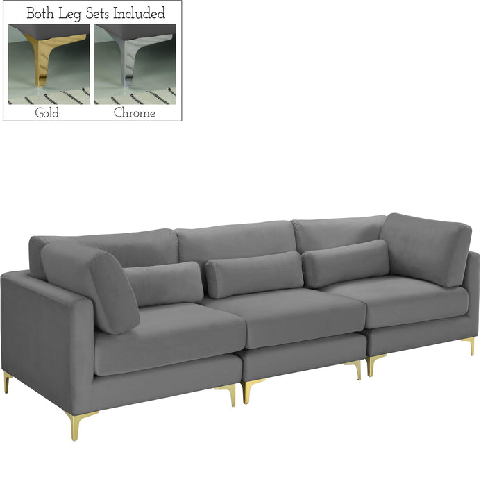 Julia Grey Velvet Modular Sofa (3 Boxes) - Furniture Stars (Chicago, IL)