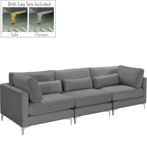 Julia Grey Velvet Modular Sofa (3 Boxes) - Furniture Stars (Chicago, IL)