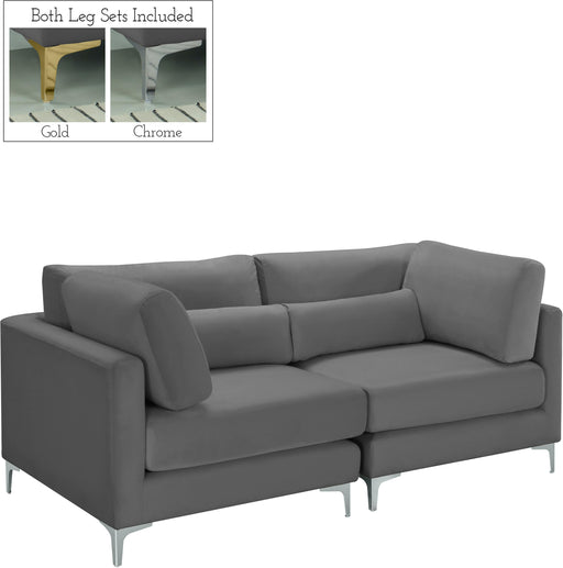 Julia Grey Velvet Modular Sofa - Furniture Stars (Chicago, IL)