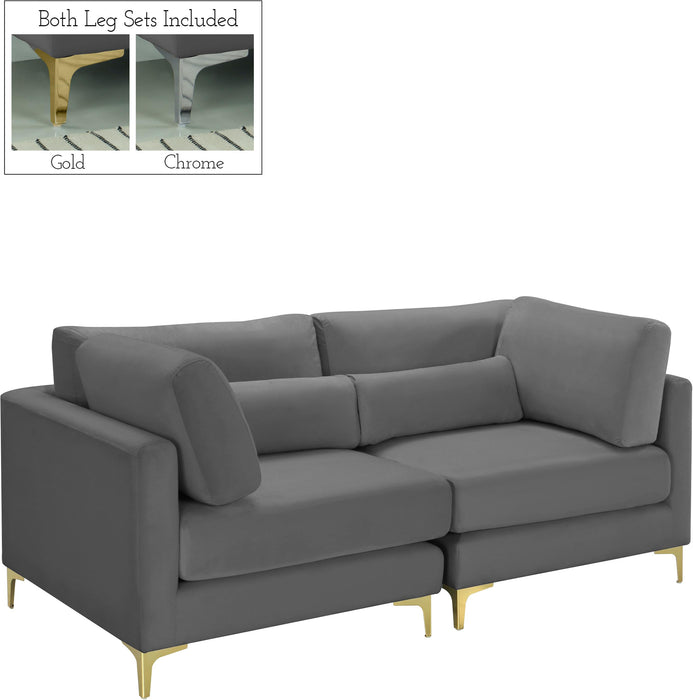 Julia Grey Velvet Modular Sofa - Furniture Stars (Chicago, IL)