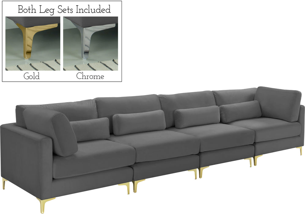 Julia Grey Velvet Modular Sofa (4 Boxes) - Furniture Stars (Chicago, IL)