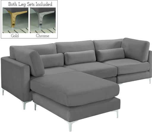 Julia Grey Velvet Modular Sectional (4 Boxes) - Furniture Stars (Chicago, IL)