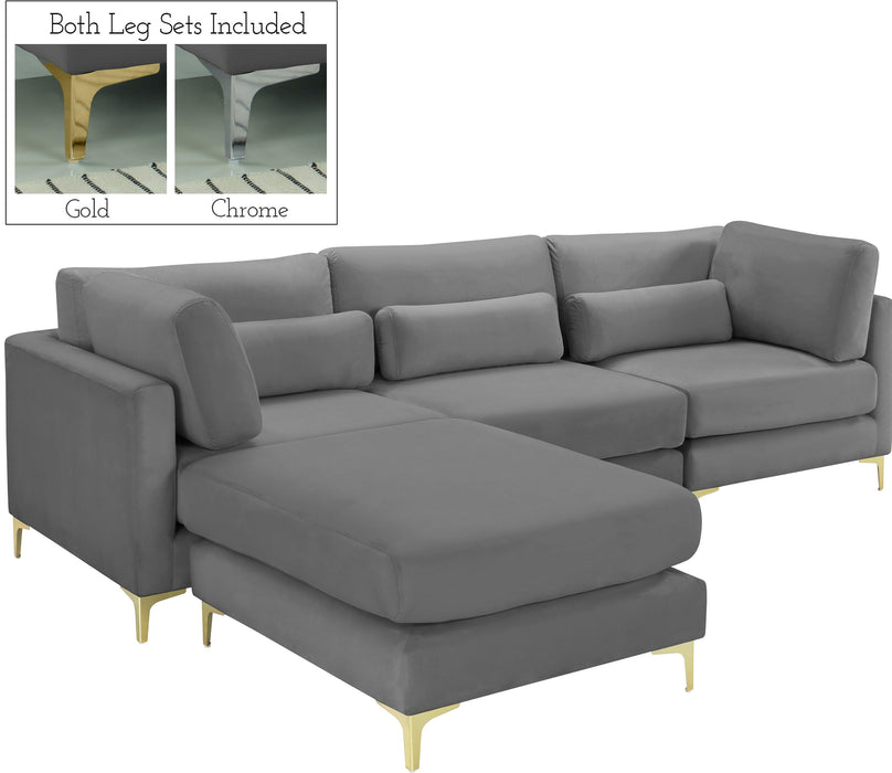 Julia Grey Velvet Modular Sectional (4 Boxes) - Furniture Stars (Chicago, IL)