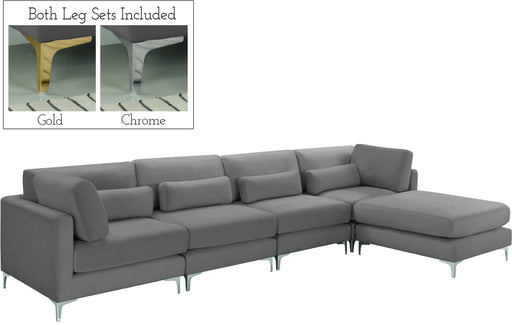 Julia Grey Velvet Modular Sectional (5 Boxes) - Furniture Stars (Chicago, IL)
