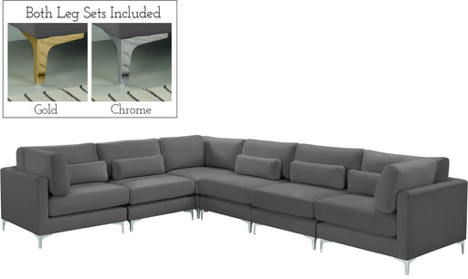 Julia Grey Velvet Modular Sectional (6 Boxes) - Furniture Stars (Chicago, IL)