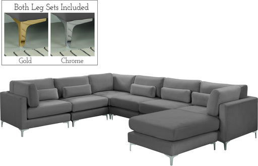 Julia Grey Velvet Modular Sectional (7 Boxes) - Furniture Stars (Chicago, IL)