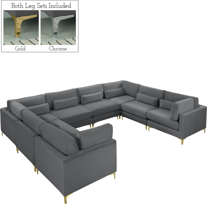 Julia Grey Velvet Modular Sectional (8 Boxes) - Furniture Stars (Chicago, IL)