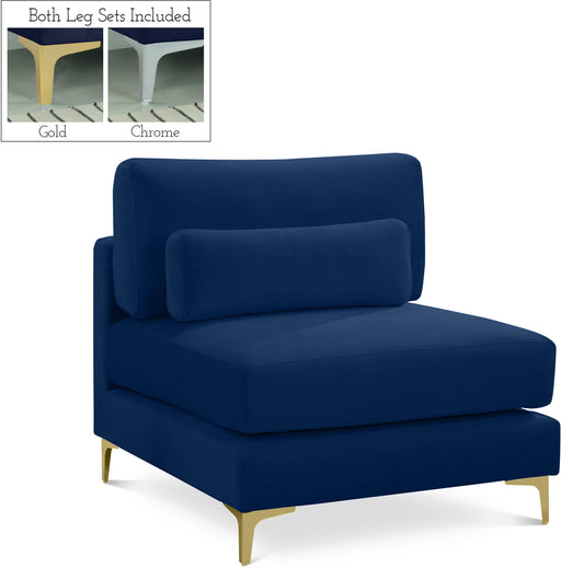 Julia Navy Velvet Modular Armless Chair - Furniture Stars (Chicago, IL)