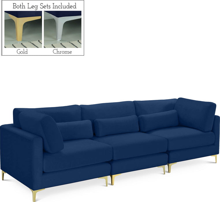 Julia Navy Velvet Modular Sofa (3 Boxes) - Furniture Stars (Chicago, IL)