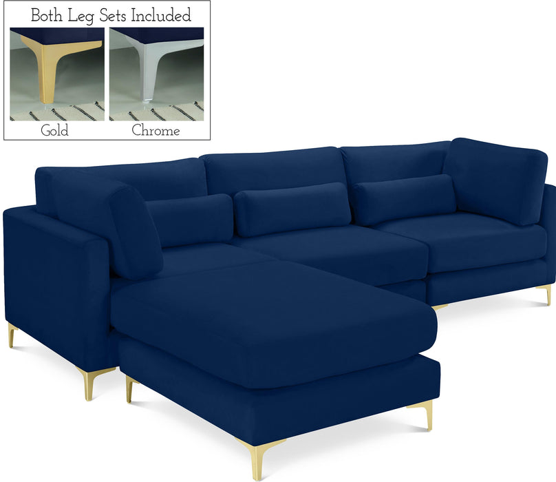 Julia Navy Velvet Modular Sectional (4 Boxes) - Furniture Stars (Chicago, IL)