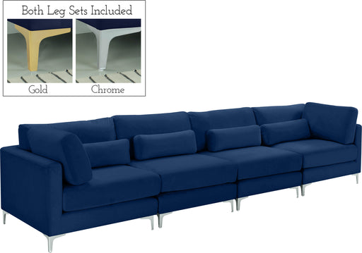 Julia Navy Velvet Modular Sofa (4 Boxes) - Furniture Stars (Chicago, IL)
