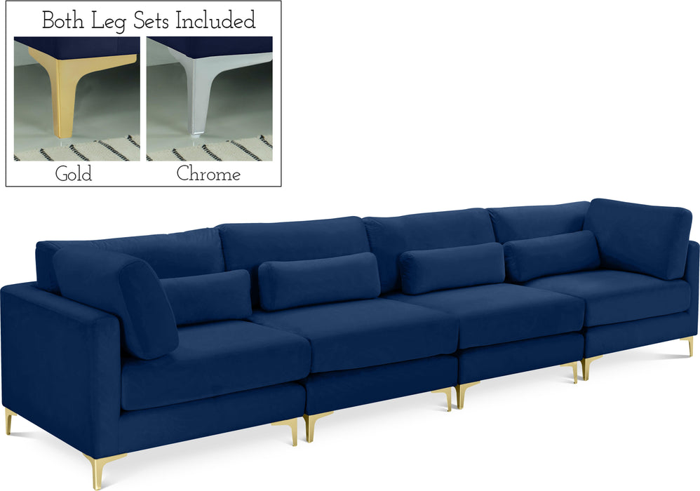 Julia Navy Velvet Modular Sofa (4 Boxes) - Furniture Stars (Chicago, IL)