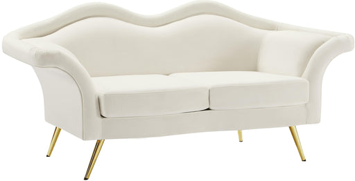 Lips Cream Velvet Loveseat - Furniture Stars (Chicago, IL)