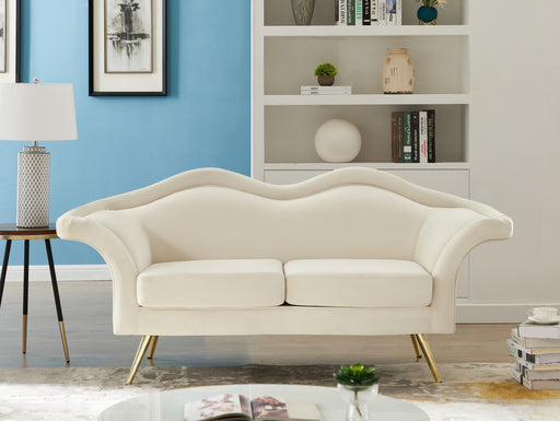 Lips Cream Velvet Loveseat - Furniture Stars (Chicago, IL)