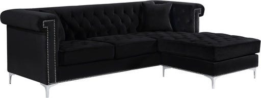 Damian Black Velvet 2pc. Reversible Sectional - Furniture Stars (Chicago, IL)