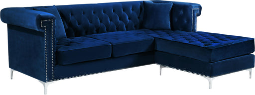 Damian Navy Velvet 2pc. Reversible Sectional - Furniture Stars (Chicago, IL)