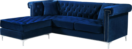 Damian Navy Velvet 2pc. Reversible Sectional - Furniture Stars (Chicago, IL)