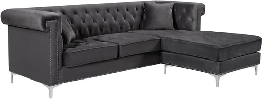Damian Grey Velvet 2pc. Reversible Sectional - Furniture Stars (Chicago, IL)