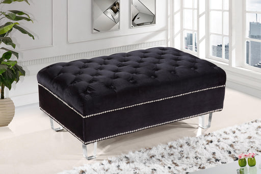 Lucas Black Velvet Ottoman - Furniture Stars (Chicago, IL)