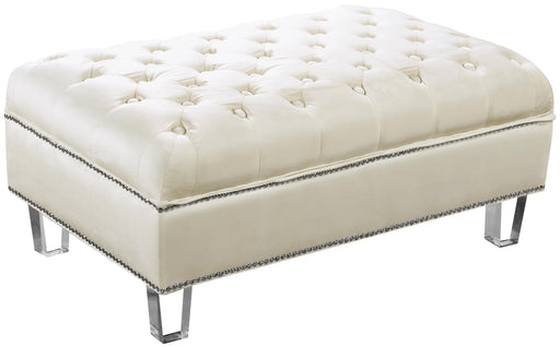 Lucas Cream Velvet Ottoman - Furniture Stars (Chicago, IL)