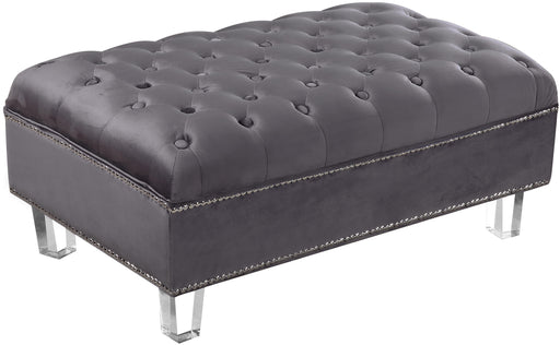 Lucas Grey Velvet Ottoman - Furniture Stars (Chicago, IL)