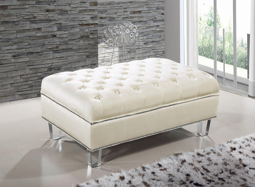 Lucas Cream Velvet Ottoman - Furniture Stars (Chicago, IL)