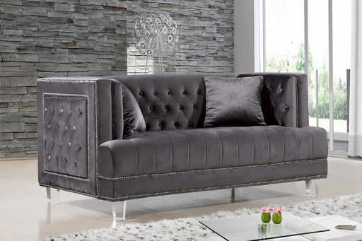 Lucas Grey Velvet Loveseat - Furniture Stars (Chicago, IL)
