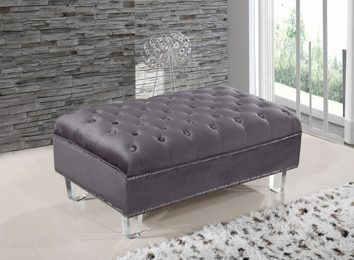 Lucas Grey Velvet Ottoman - Furniture Stars (Chicago, IL)